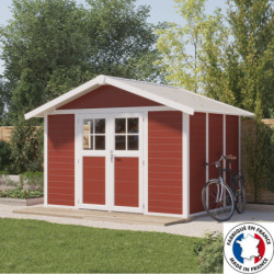 Abri de jardin en PVC 7,5m² DECO rouge et blanc Grosfillex