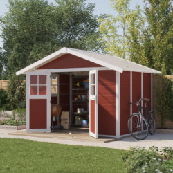 Abri de jardin en PVC 7,5m² DECO rouge et blanc Grosfillex