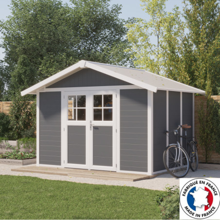 Abri de jardin en PVC 7,5m² DECO gris foncé et blanc Grosfillex