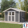 Abri de jardin en PVC 7,5m² DECO gris foncé et blanc Grosfillex