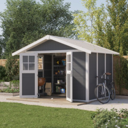 Abri de jardin en PVC 7,5m² DECO gris foncé et blanc Grosfillex