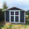 Abri de jardin en PVC 7,5m² DECO gris foncé et blanc Grosfillex
