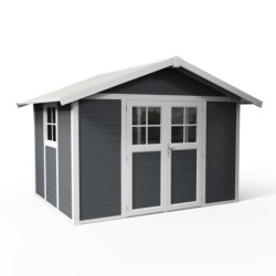 Abri de jardin en PVC 7,5m² DECO gris foncé et blanc Grosfillex