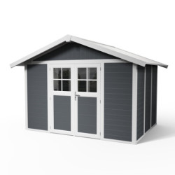 Abri de jardin en PVC 7,5m² DECO gris foncé et blanc Grosfillex