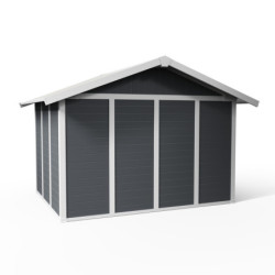 Abri de jardin en PVC 7,5m² DECO gris foncé et blanc Grosfillex