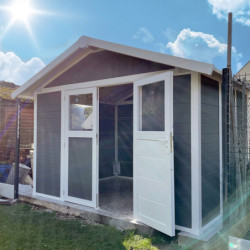 Abri de jardin en PVC 7,5m² DECO gris foncé et blanc Grosfillex