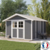 Abri de jardin en PVC 11,2m² DECO gris foncé et blanc Grosfillex
