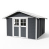 Abri de jardin en PVC 11,2m² DECO gris foncé et blanc Grosfillex