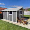 Abri de jardin en PVC 11,2m² DECO gris foncé et blanc Grosfillex