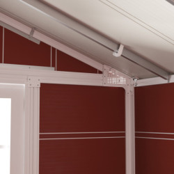 Abri de jardin en PVC 11,2m² DECO rouge et blanc Grosfillex