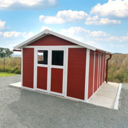 Abri de jardin en PVC 11,2m² DECO rouge et blanc Grosfillex