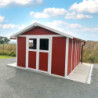 Abri de jardin en PVC 11,2m² DECO rouge et blanc Grosfillex