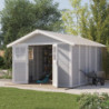 Abri de jardin en PVC 11,2m² DECO gris clair et blanc Grosfillex