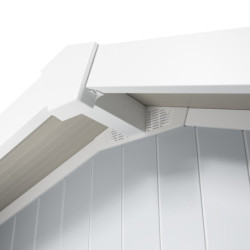 Abri de jardin en PVC 11,2m² DECO gris clair et blanc Grosfillex