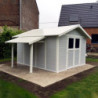 Abri de jardin en PVC 11,2m² DECO gris clair et blanc Grosfillex