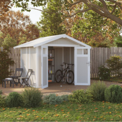 Abri de jardin 4,9m² en PVC blanc et gris vert, UTILITY Grosfillex