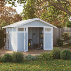 Abri de jardin en PVC 7,53m² UTILITY blanc et gris bleu Grosfillex