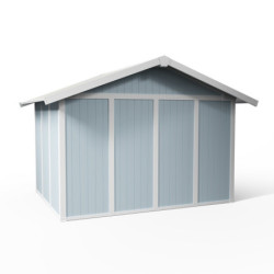 Abri de jardin en PVC 7,53m² UTILITY blanc et gris bleu Grosfillex