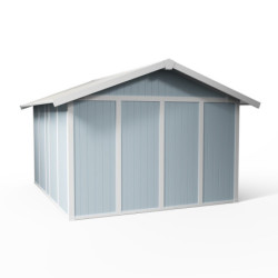 Abri de jardin en PVC 11,2m² UTILITY blanc et gris bleu Grosfillex