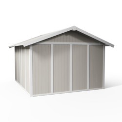 Abri de jardin en PVC 11,2m² UTILITY blanc et gris vert Grosfillex