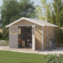 Abri de jardin PVC 7,5m² DECO Sherwood Grosfillex + kit ancrage