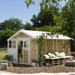 Abri de jardin PVC DECO 11,2m² Sherwood Grosfillex + kit ancrage