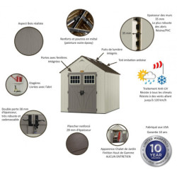 Abri de jardin en résine 35mm 7,90m² Woodgrain + plancher SUNCAST