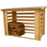 Abri range-bûches en bois massif certifié madriers 20mm 4 stères