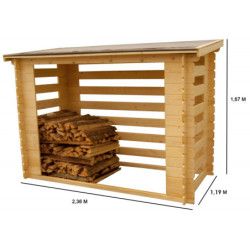 Abri range-bûches en bois massif certifié madriers 20mm 4 stères