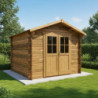 Abri en bois massif 9m² 28mm traité teinté marron Gardy Shelter