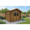 Abri en bois massif 9m² 28mm traité teinté marron Gardy Shelter