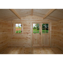 Abri de jardin en bois massif 12m² - madriers 28mm Gardy Shelter