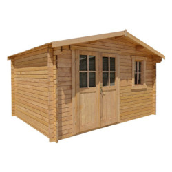 Abri en bois massif 12m² - 28mm Traité teinté marron Gardy Shelter