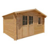 Abri en bois massif 12m² - 28mm Traité teinté marron Gardy Shelter