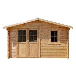 Abri en bois massif 12m² - 28mm Traité teinté marron Gardy Shelter