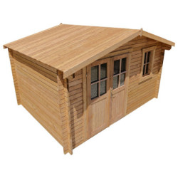 Abri en bois massif 12m² - 28mm Traité teinté marron Gardy Shelter