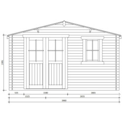 Abri en bois massif 12m² - 28mm Traité teinté marron Gardy Shelter
