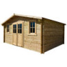 Abri en bois massif 16m² 28mm traité teinté marron Gardy Shelter