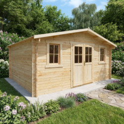 Abri en bois massif brut 19,82m² - madriers 28mm Gardy Shelter