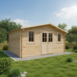 Abri en bois massif brut 19,82m² - madriers 28mm Gardy Shelter