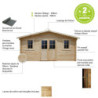Abri en bois massif brut 19,82m² - madriers 28mm Gardy Shelter
