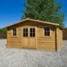 Abri en bois massif 19,8m² - 28mm traité teinté marron Gardy Shelter