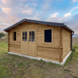 Abri en bois massif 19,8m² - 28mm traité teinté marron Gardy Shelter