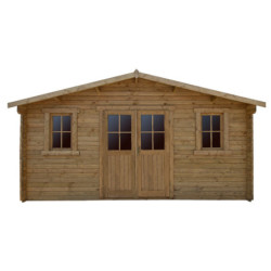 Abri en bois massif 19,8m² - 28mm traité teinté marron Gardy Shelter
