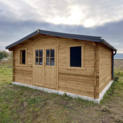 Abri bois massif 19,8m² 40mm traité teinté marron Gardy Shelter