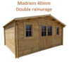 Abri bois massif 19,8m² 40mm traité teinté marron Gardy Shelter