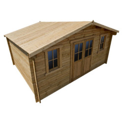 Abri bois massif 19,8m² 40mm traité teinté marron Gardy Shelter