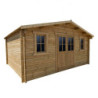 Abri bois massif 19,8m² 40mm traité teinté marron Gardy Shelter