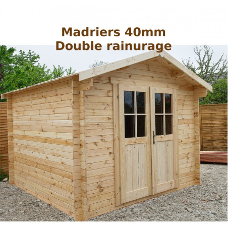 Abri de jardin 9m² en bois brut Madriers 40mm Gardy Shelter