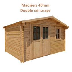 Abri de jardin 12m² Bois 40mm traité teinté marron Gardy Shelter